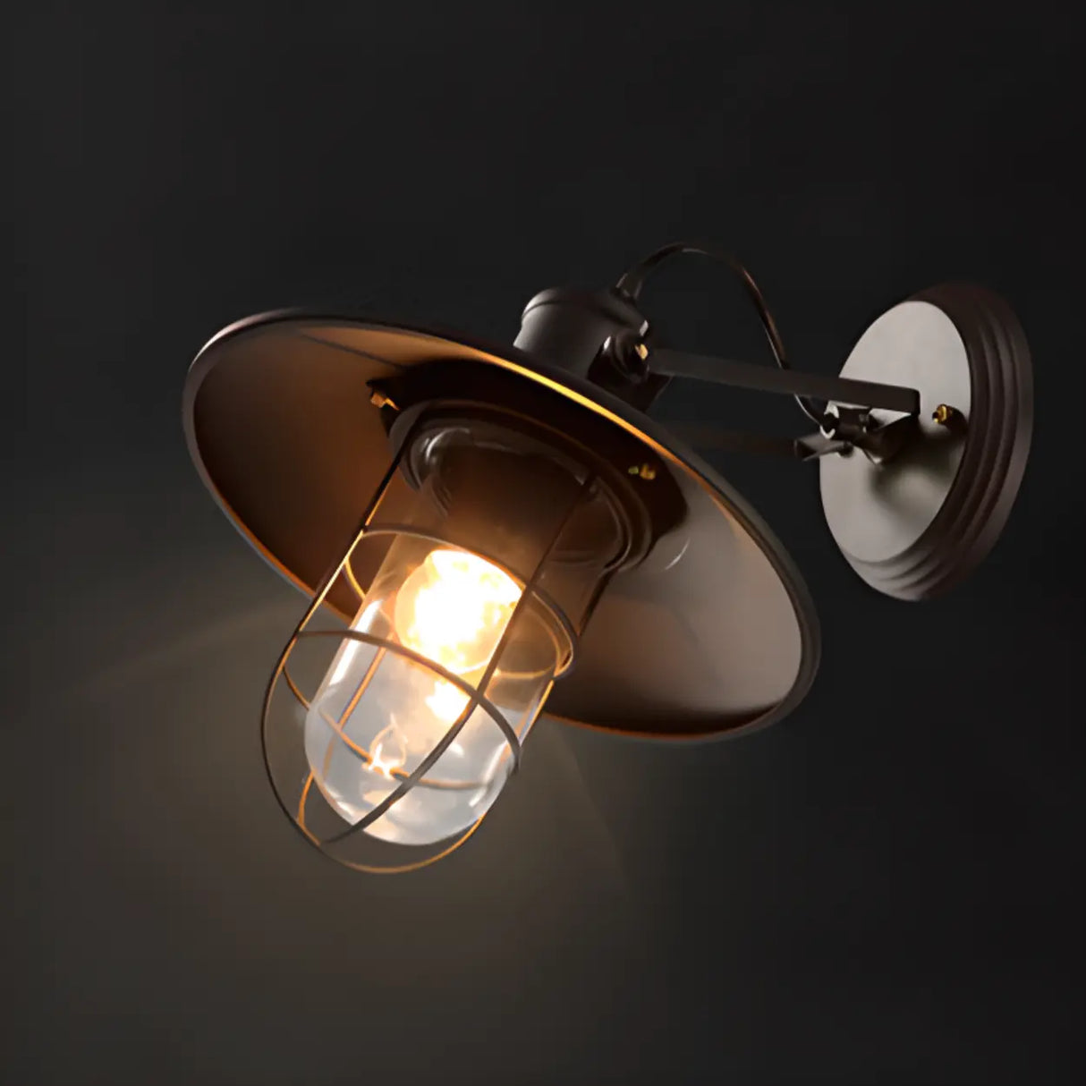 Industrial Mini Black Metal Cage LED Wall Sconce Image - 7