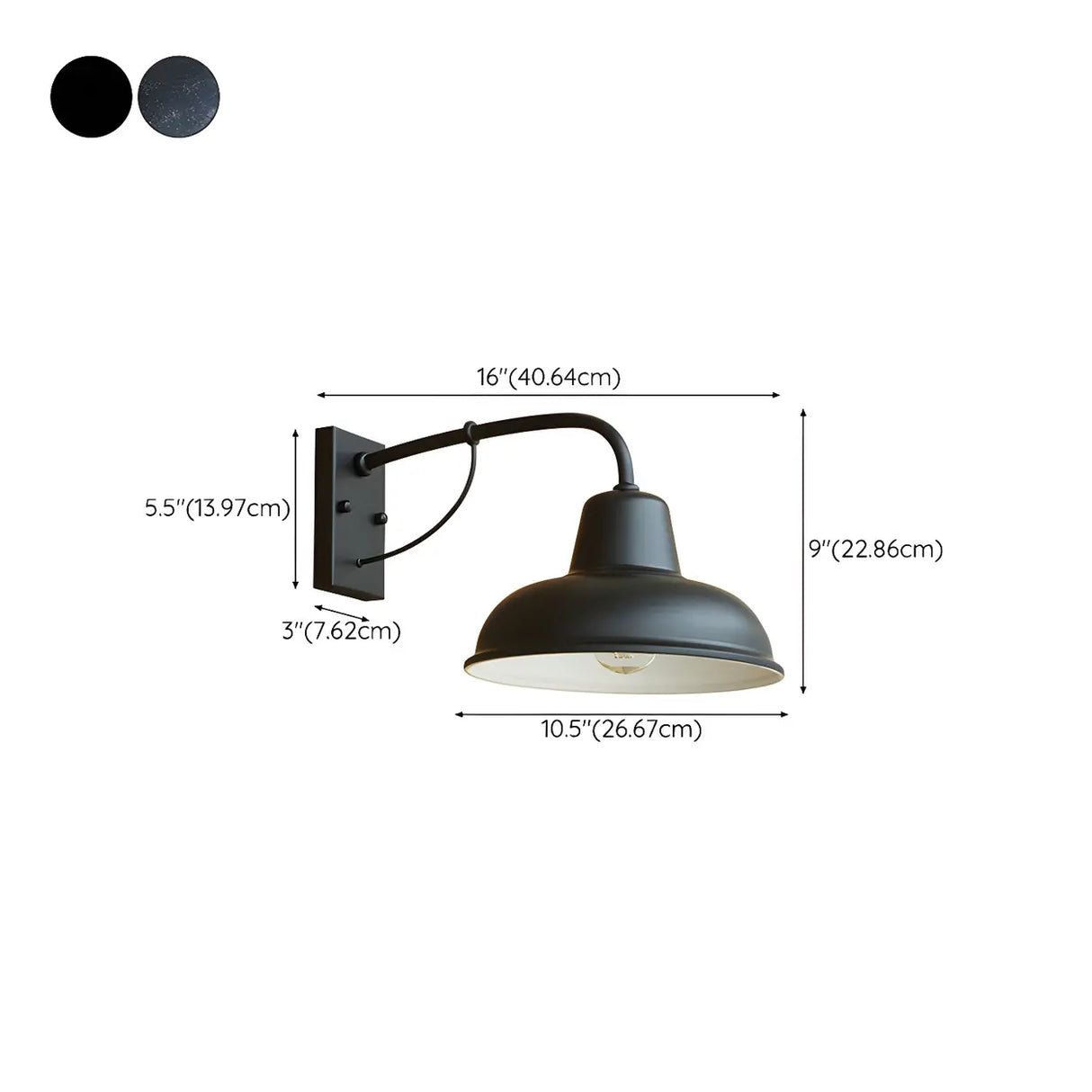 Industrial Mini Black Metal External Dome Wall Lamp