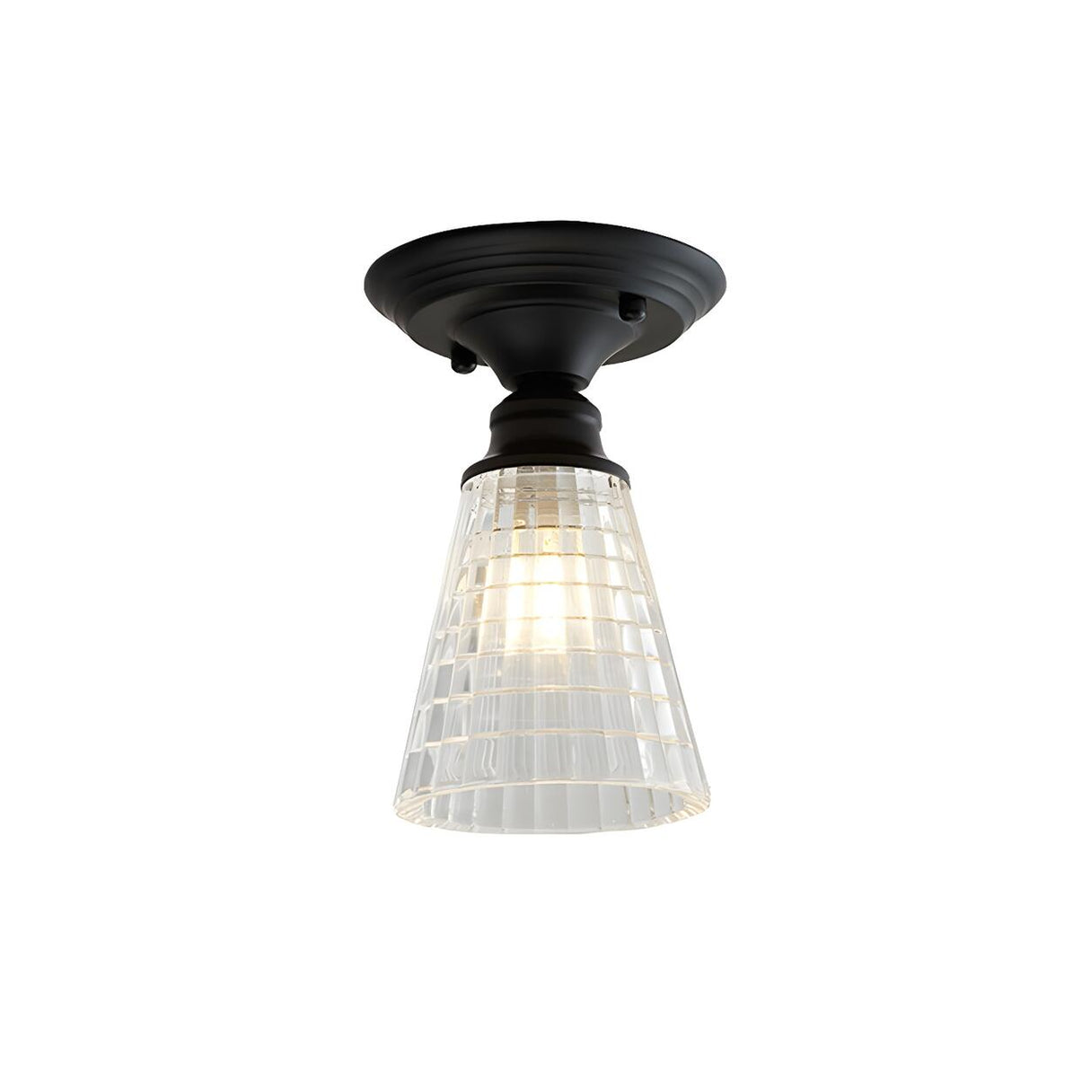 Industrial Mini Cone Wavy Glass Semi-Flush Mount Light Image - 20