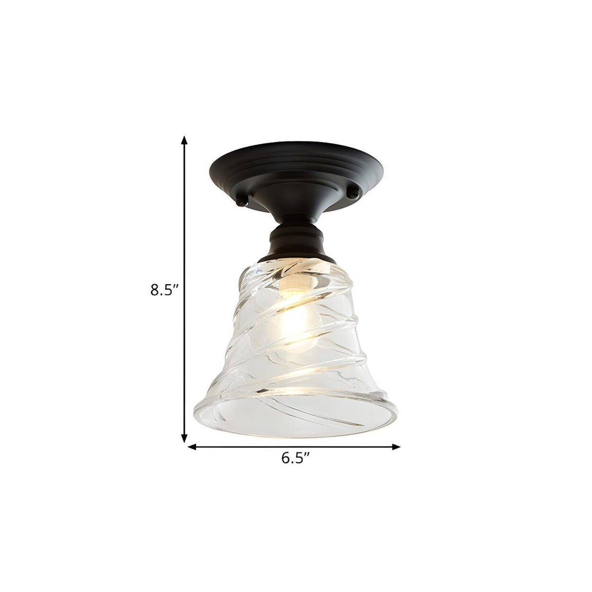 Industrial Mini Cone Wavy Glass Semi-Flush Mount Light Image - 22