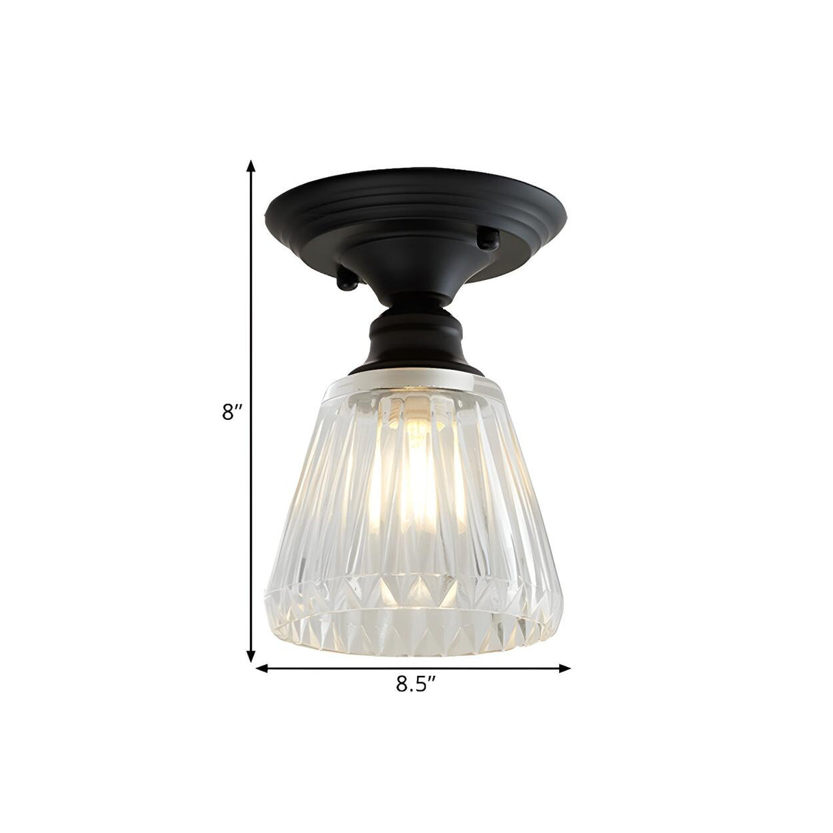 Industrial Mini Cone Wavy Glass Semi-Flush Mount Light Image - 24