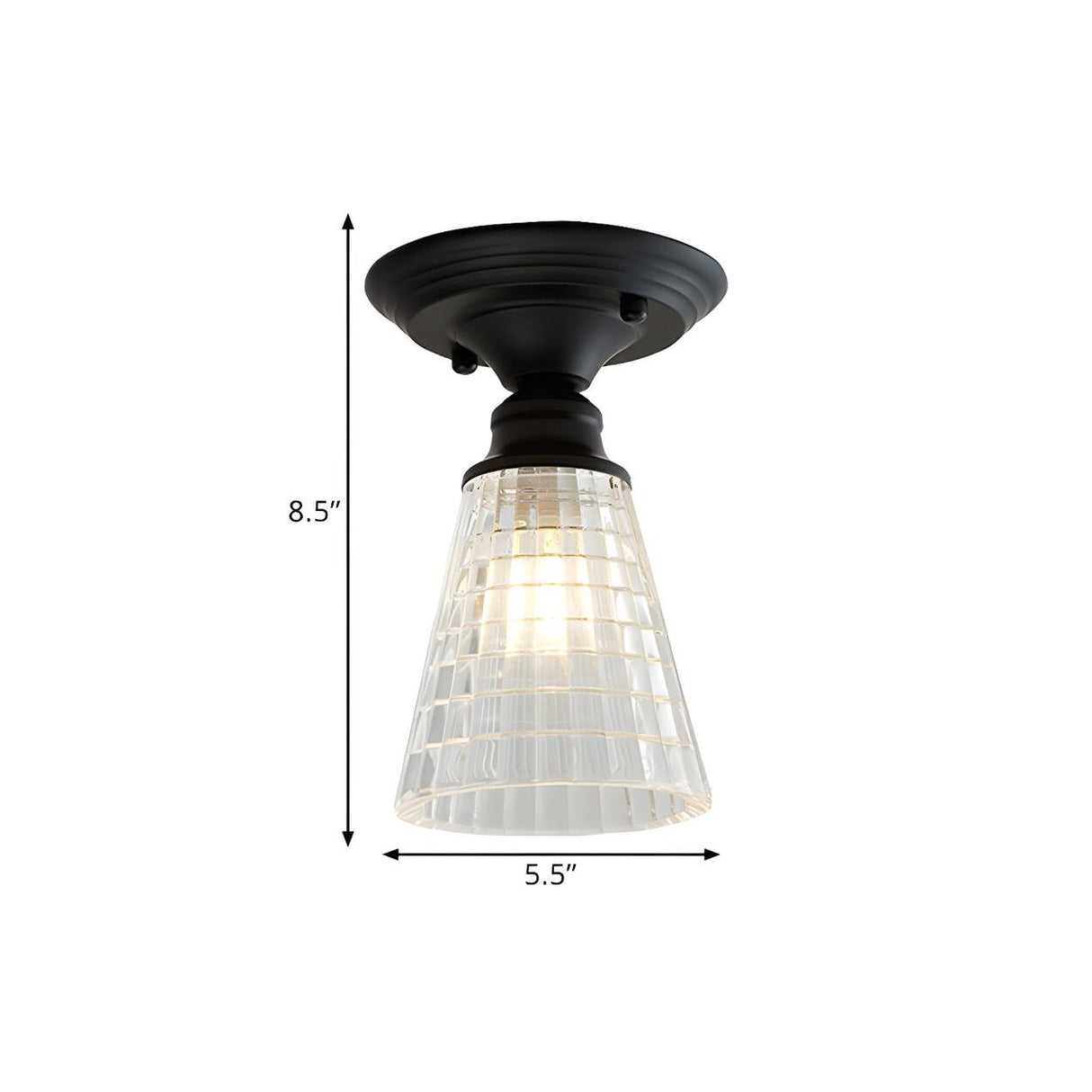 Industrial Mini Cone Wavy Glass Semi-Flush Mount Light Image - 25