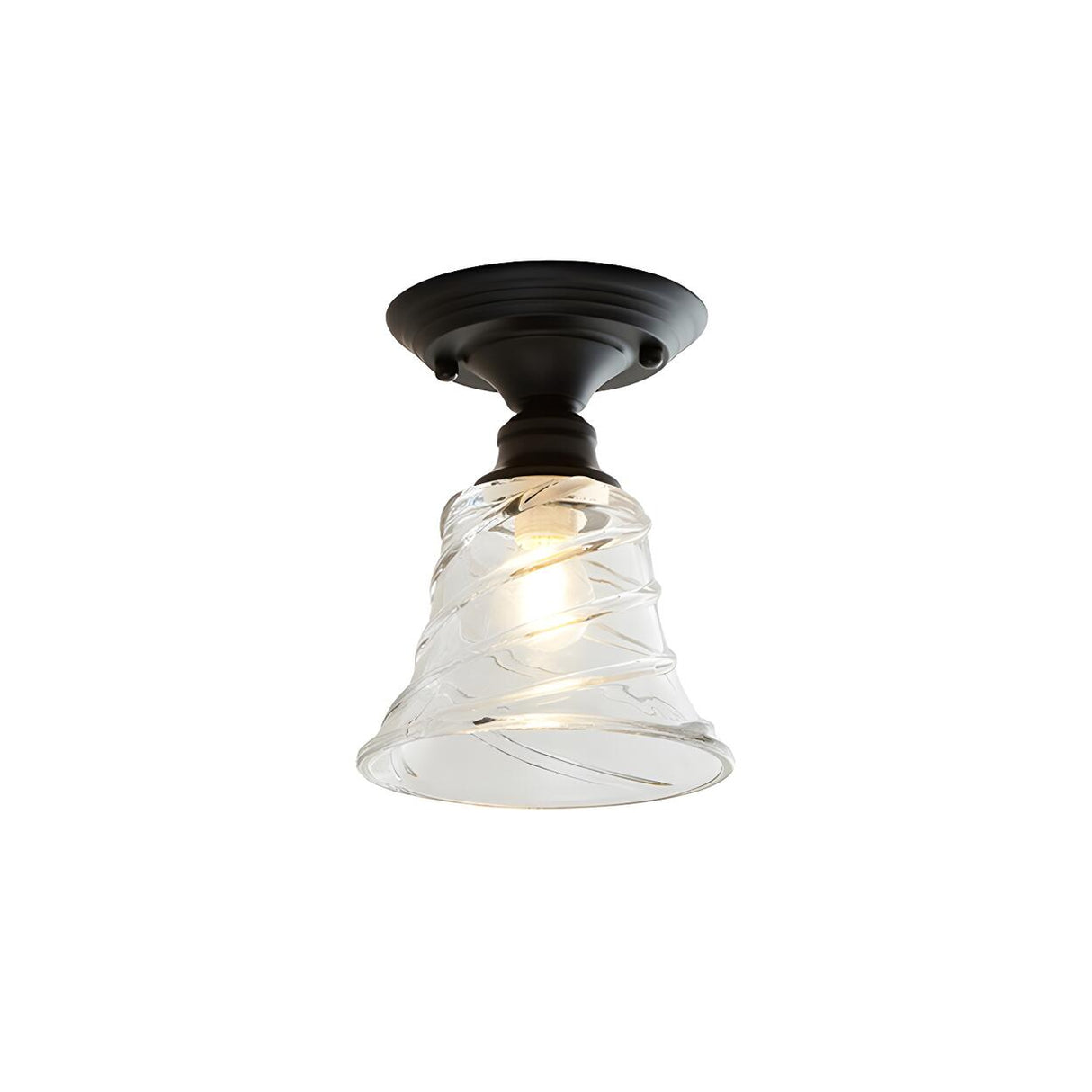 Industrial Mini Cone Wavy Glass Semi-Flush Mount Light Image - 7