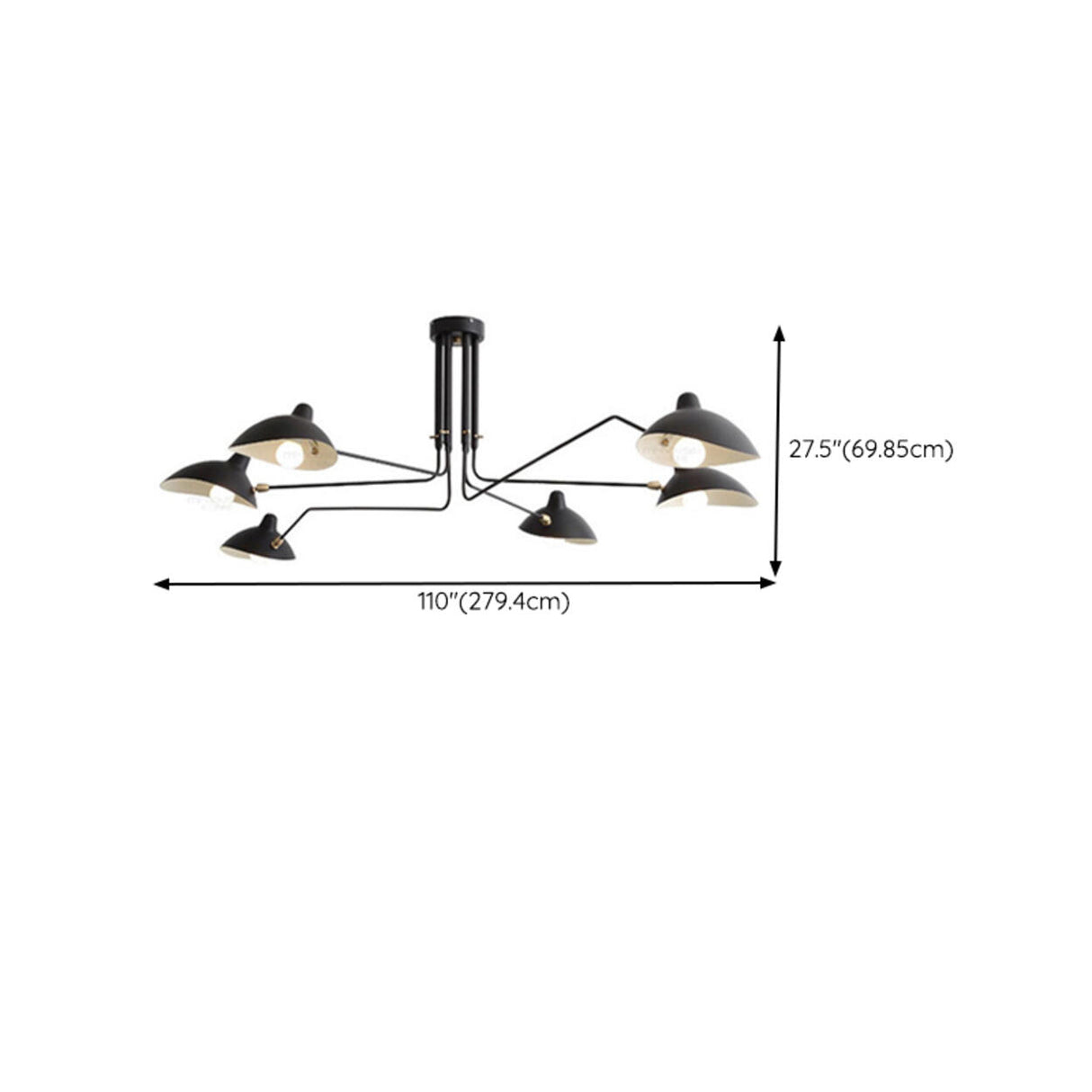 Industrial Minimalist Multi Arm Black Aluminum Chandelier Image - 13