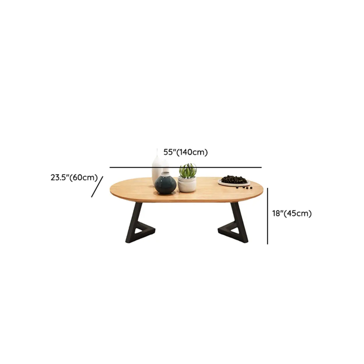 Industrial Modern Oval Wood Coffee Table with Metal Legs Image - 10
