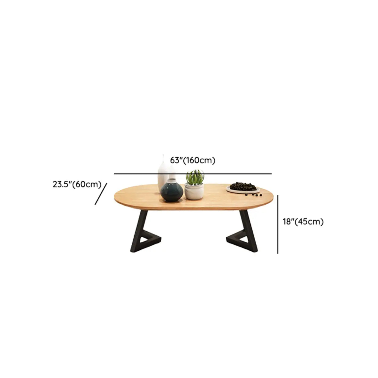 Industrial Modern Oval Wood Coffee Table with Metal Legs Image - 11