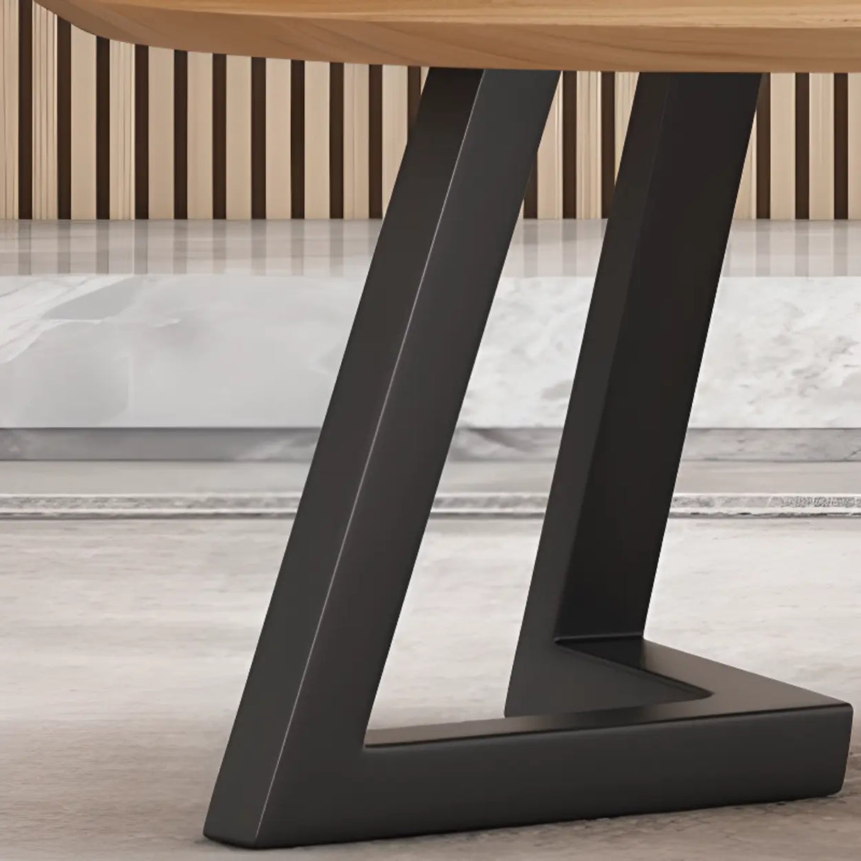 Industrial Modern Oval Wood Coffee Table with Metal Legs Image - 5