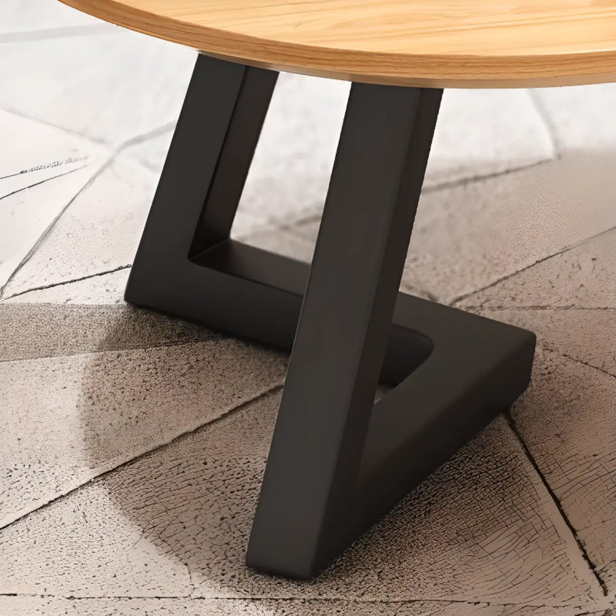 Industrial Modern Oval Wood Coffee Table with Metal Legs Image - 6