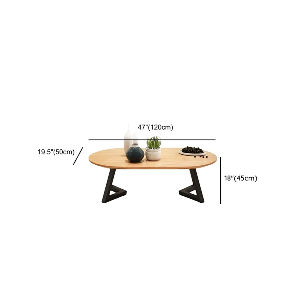 Industrial Modern Oval Wood Coffee Table with Metal Legs Image - 9