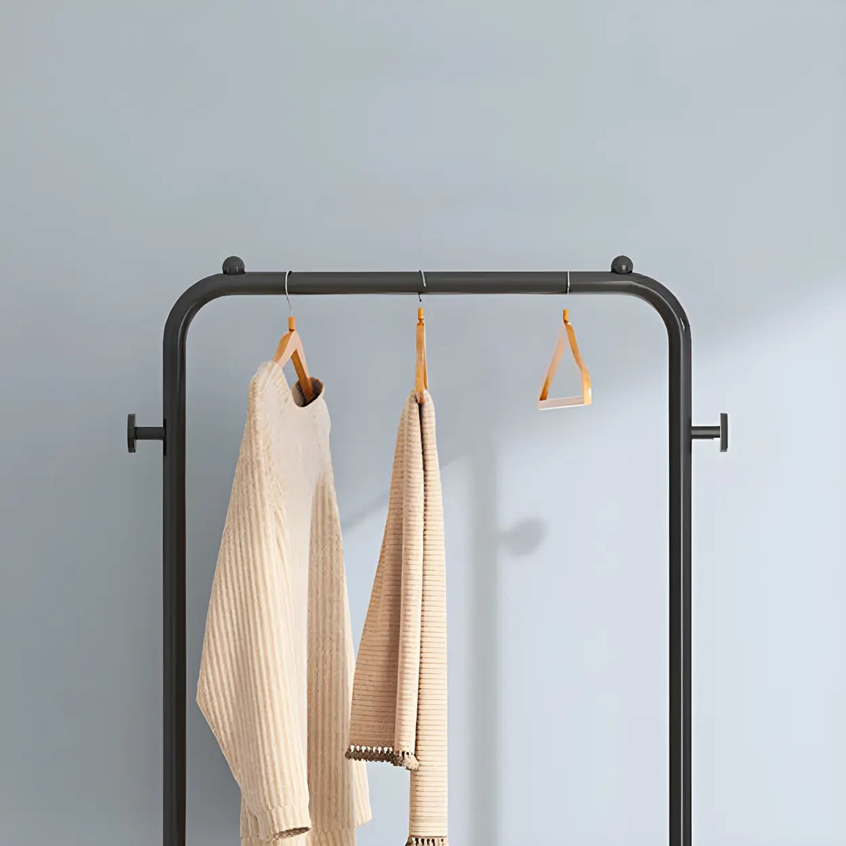 Industrial Narrow Metal Rolling Coat Rack with Shelves Image - 6