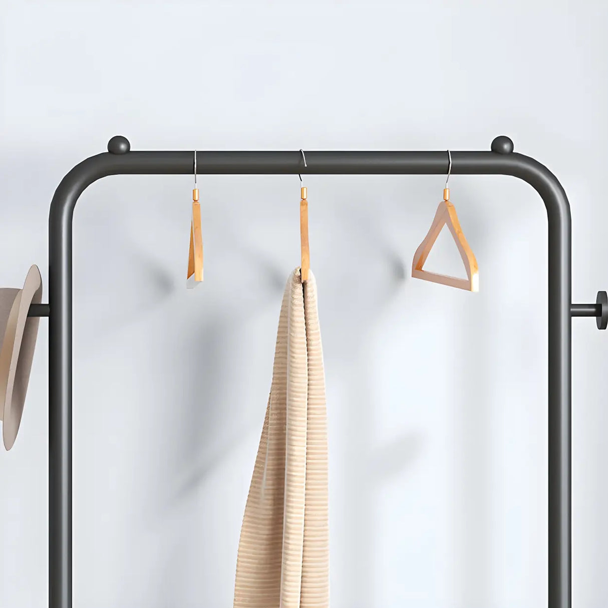 Industrial Narrow Metal Rolling Coat Rack with Shelves Image - 8