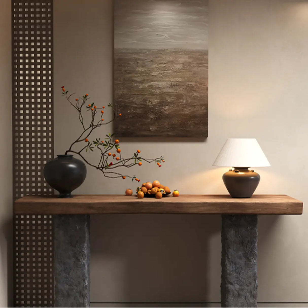 Industrial Narrow Wood Top Entryway Console Table Image - 6