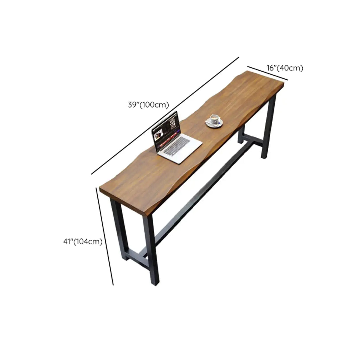 Industrial Natural Edge Brown Wood Bar Table with Footrest