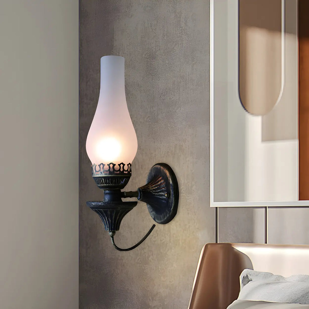 Industrial Oil Lamp Style Glass Exterior Wall Sconce Image - 10