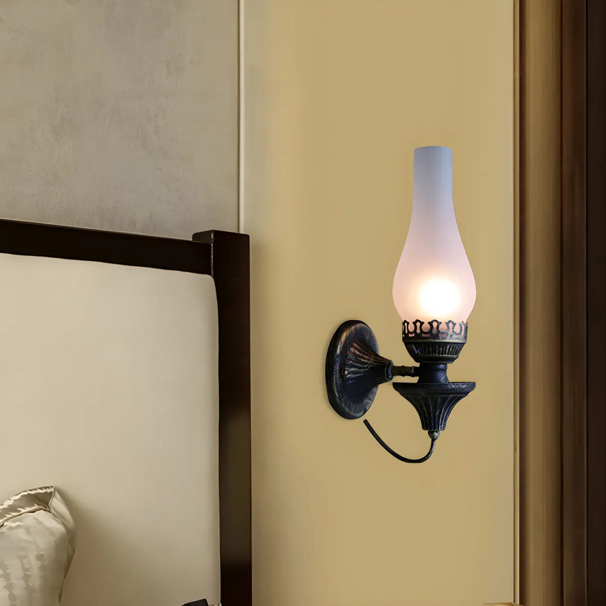 Industrial Oil Lamp Style Glass Exterior Wall Sconce Image - 11