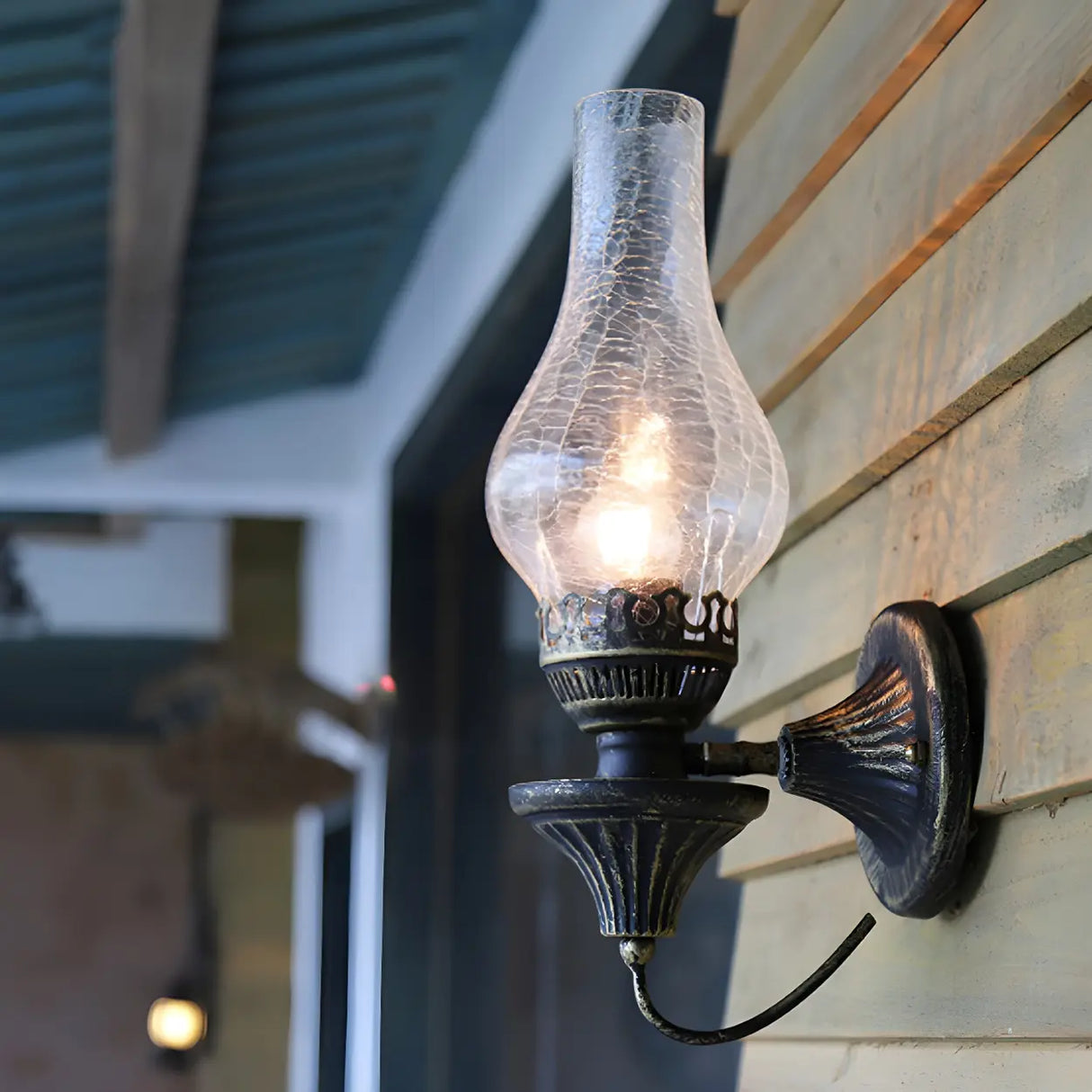 Industrial Oil Lamp Style Glass Exterior Wall Sconce Image - 5