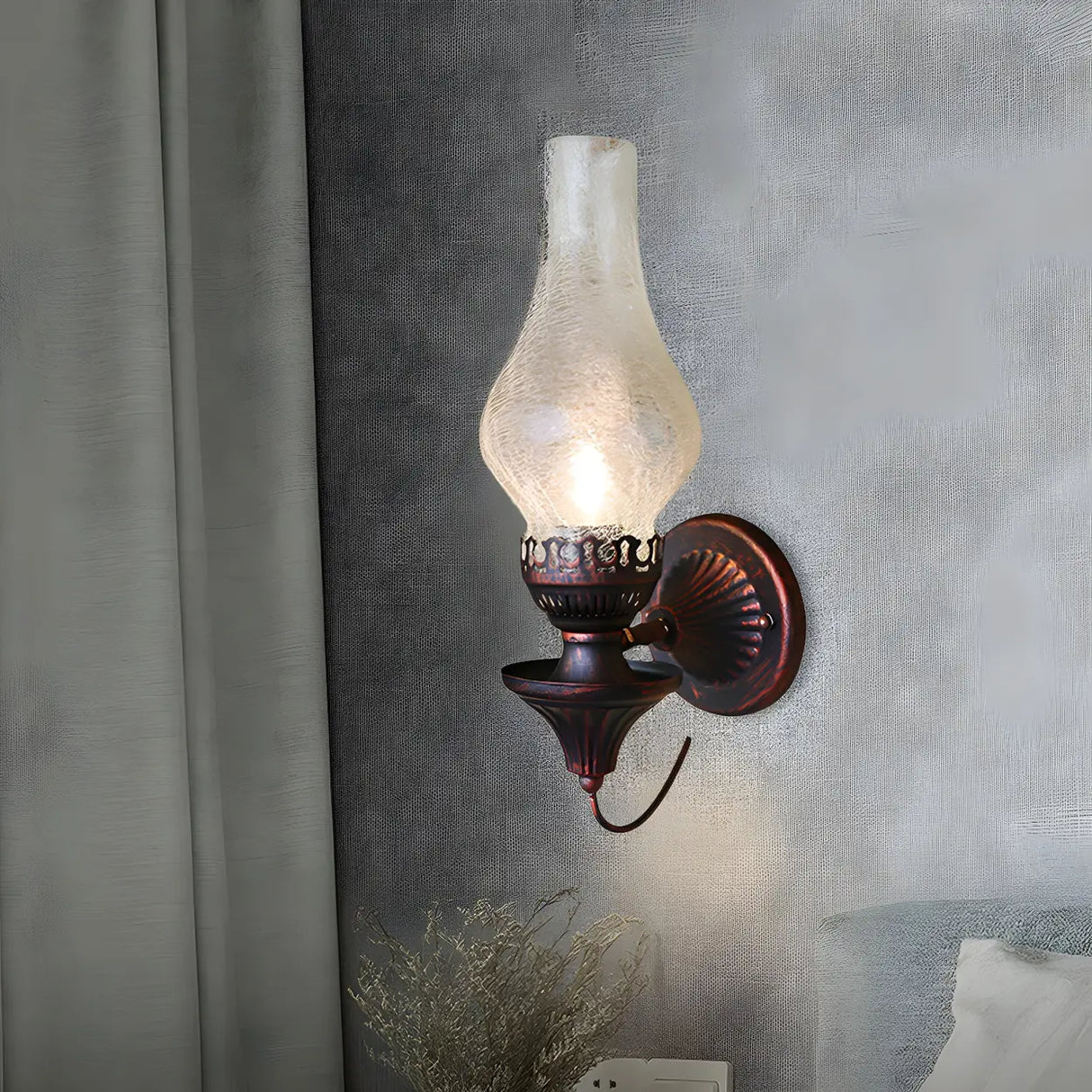 Industrial Oil Lamp Style Glass Exterior Wall Sconce Image - 6