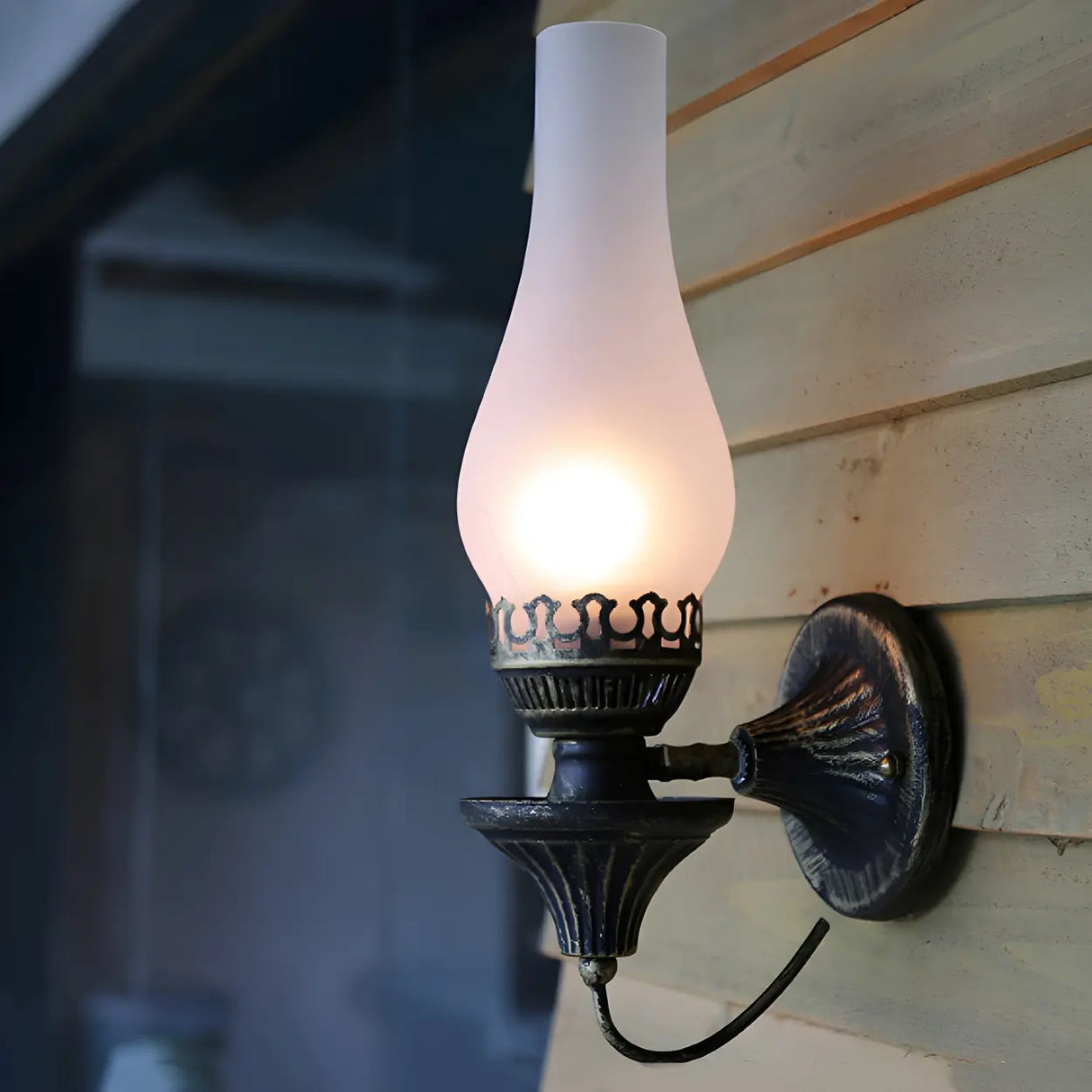 Industrial Oil Lamp Style Glass Exterior Wall Sconce Image - 9