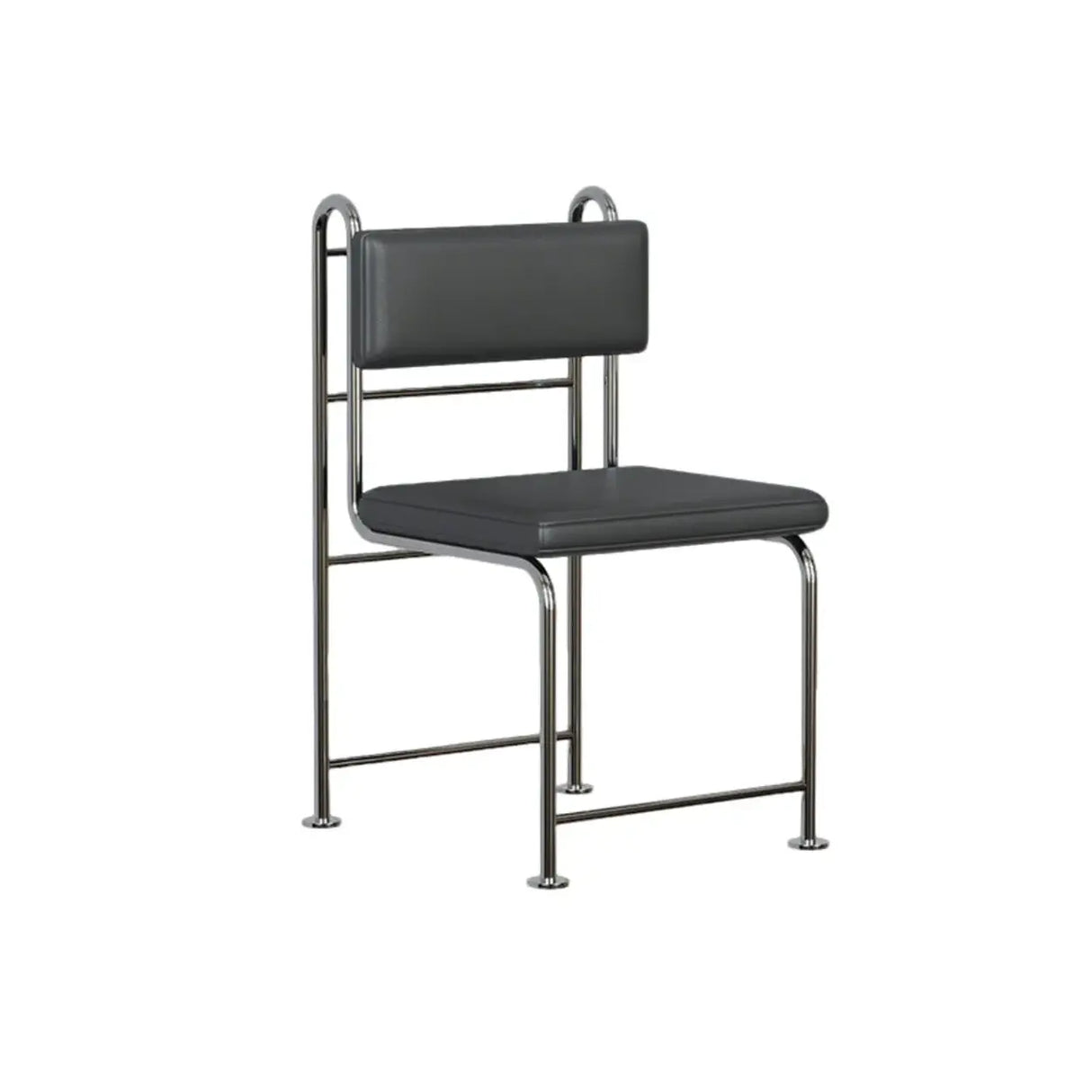 Industrial Open Back Faux Leather Upholstered Dining Chair Image - 8