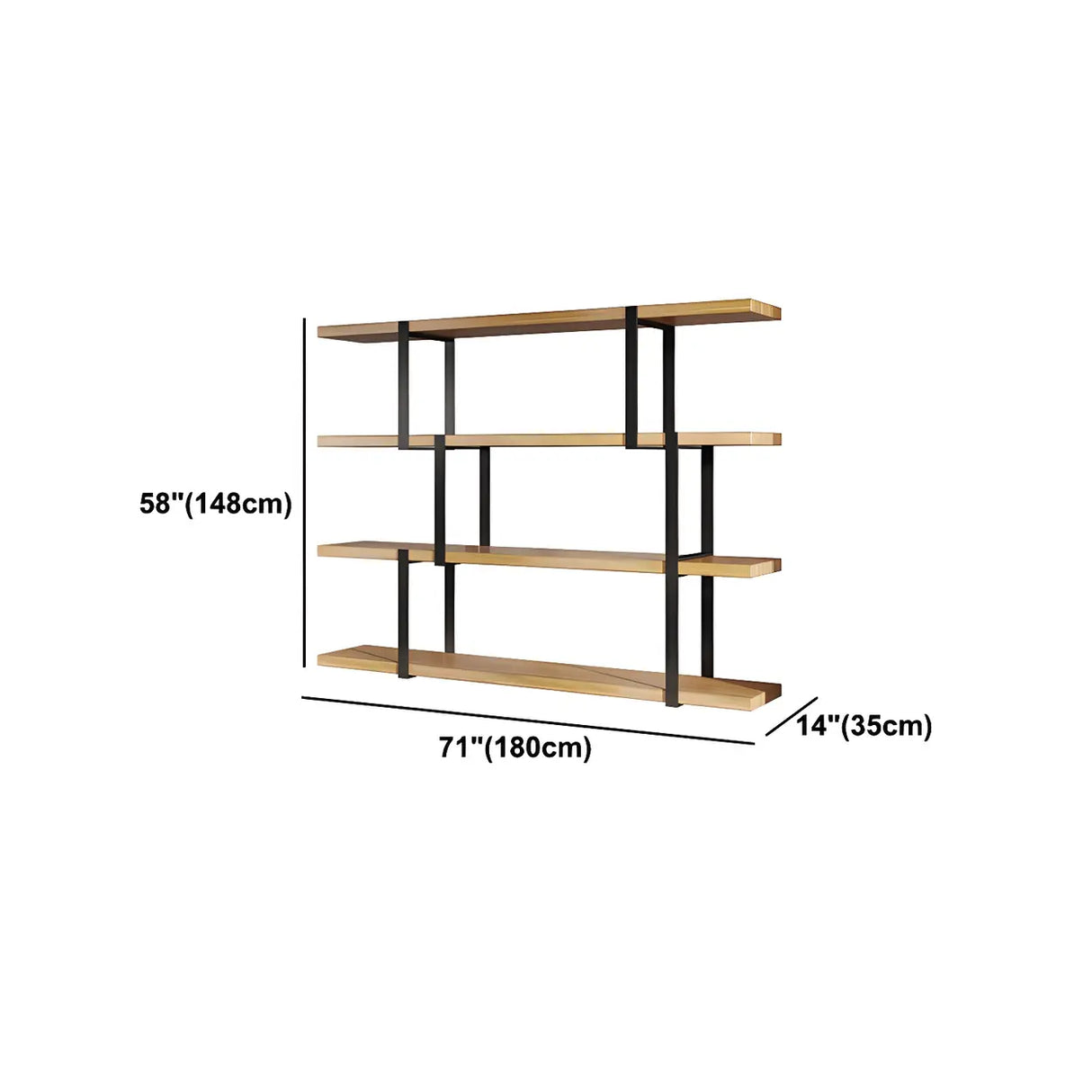 Industrial Open Back Large Wood Organizer Bookshelf Image - 11
