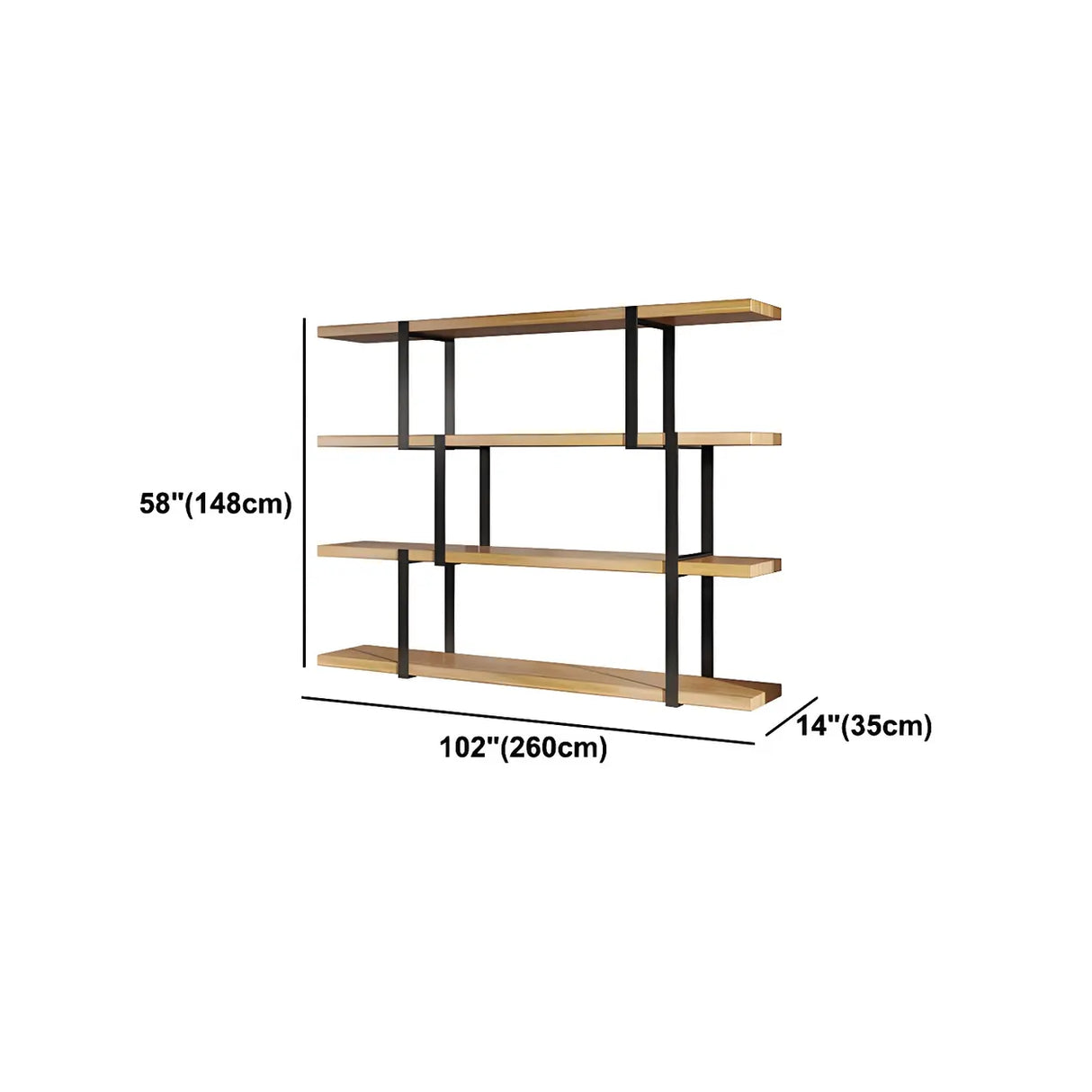 Industrial Open Back Large Wood Organizer Bookshelf Image - 14