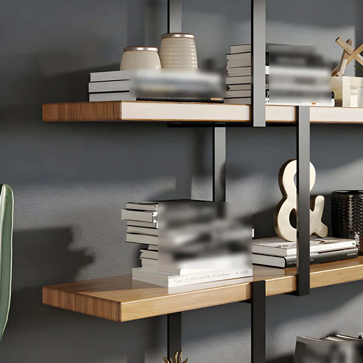 Industrial Open Back Large Wood Organizer Bookshelf Image - 8