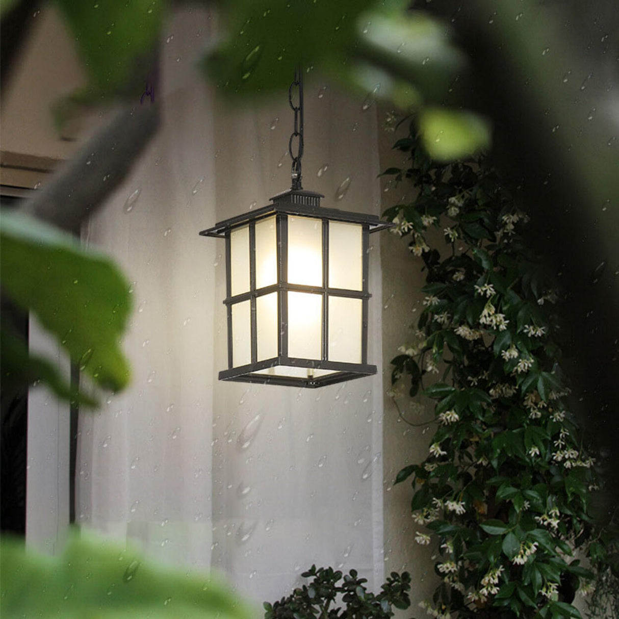 Industrial Outdoor Lantern Rectangular Glass Pendant Light Image - 1
