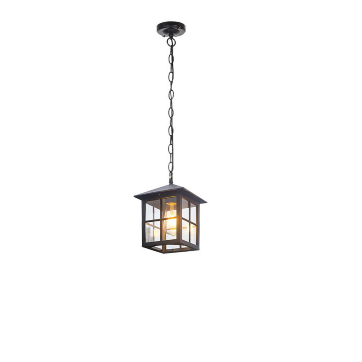 Industrial Outdoor Lantern Rectangular Glass Pendant Light Image - 11