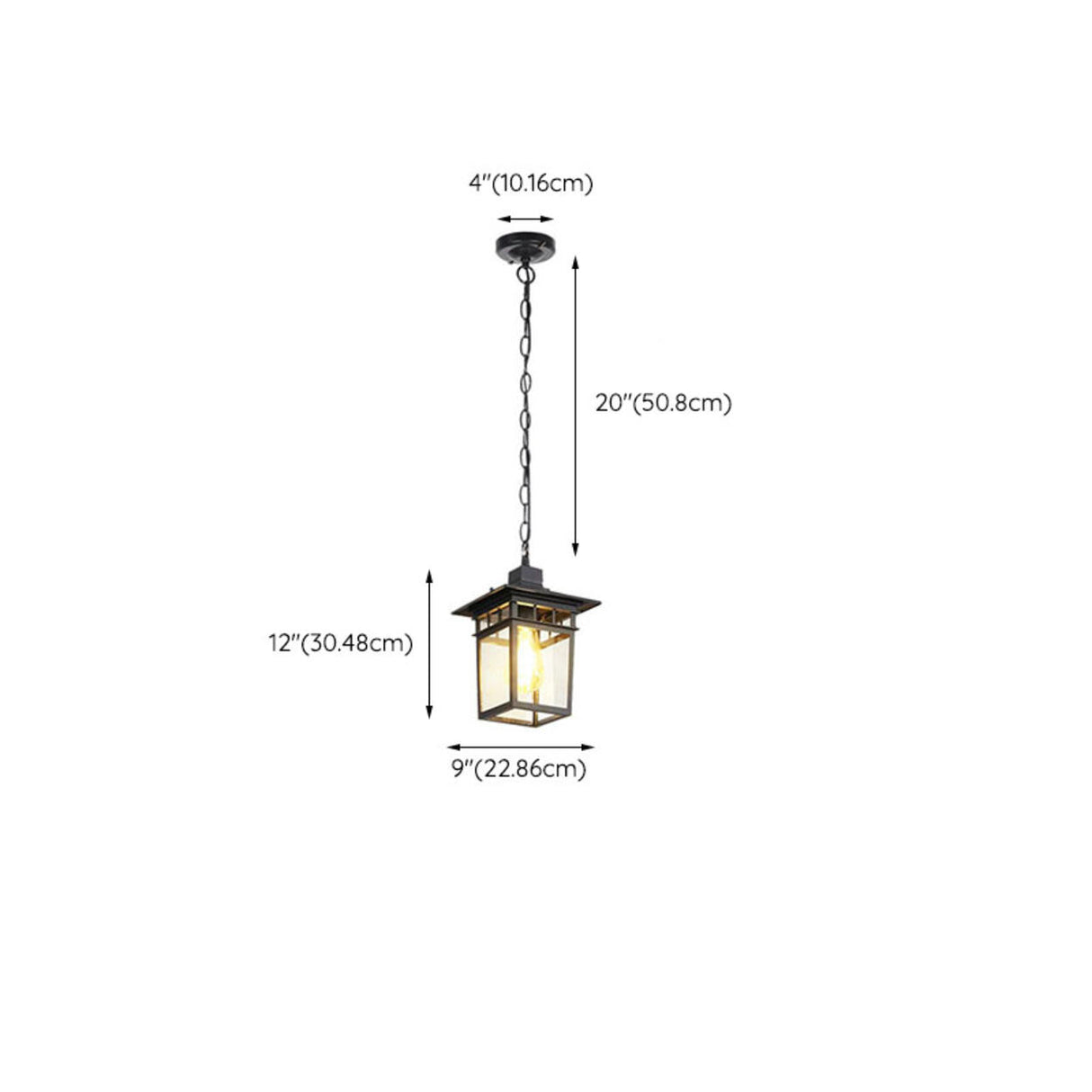 Industrial Outdoor Lantern Rectangular Glass Pendant Light Image - 22