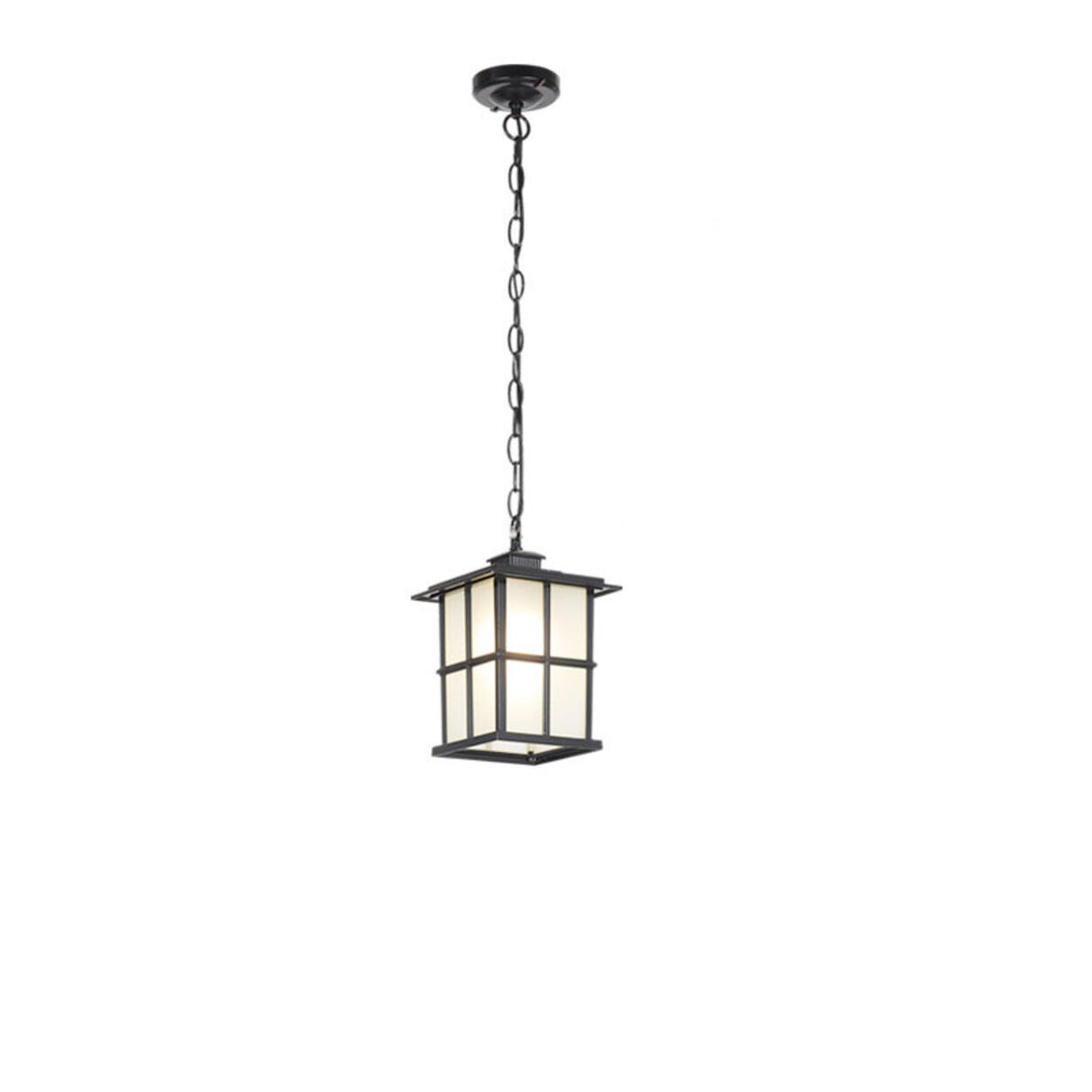 Industrial Outdoor Lantern Rectangular Glass Pendant Light Image - 5