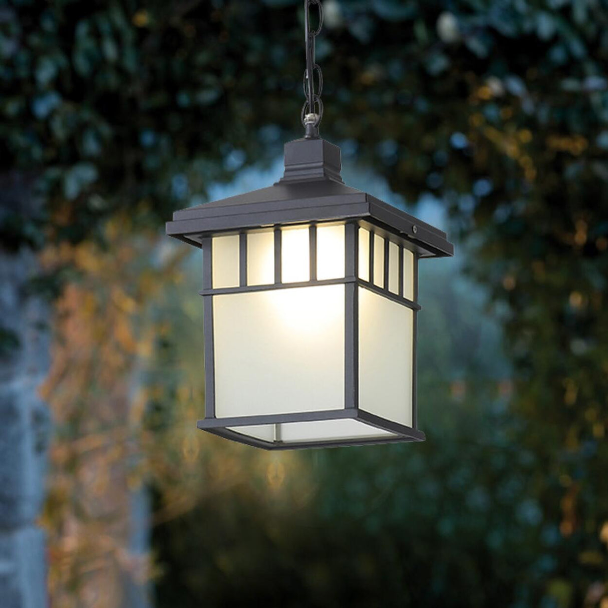 Industrial Outdoor Lantern Rectangular Glass Pendant Light Image - 8