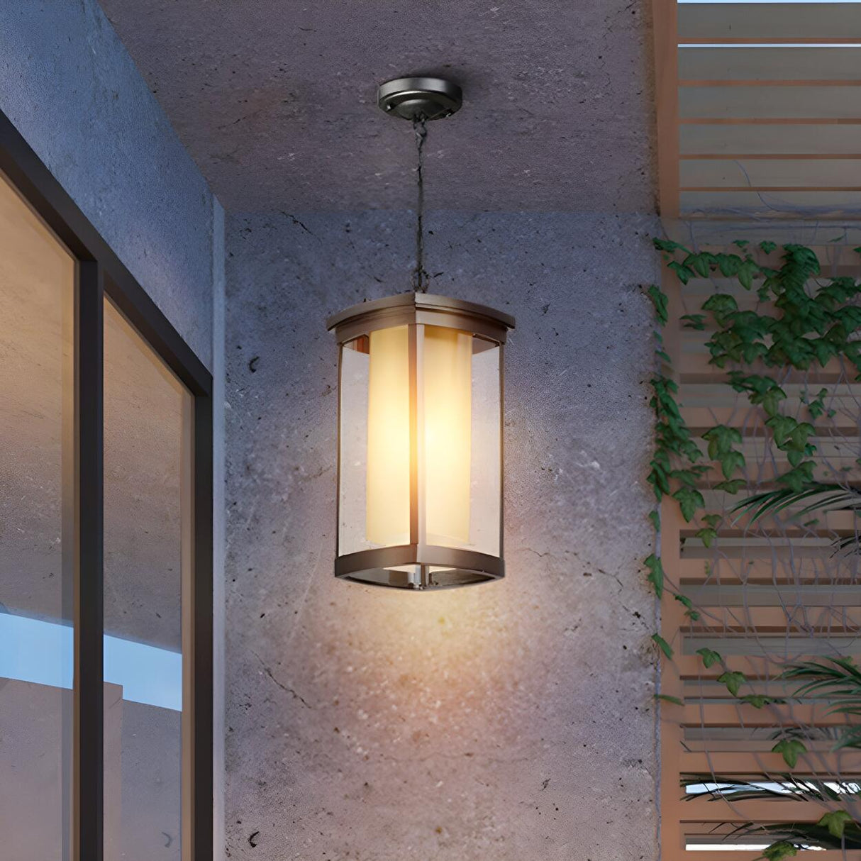 Industrial Outdoor Rectangle Lantern Pendant Light Image - 1