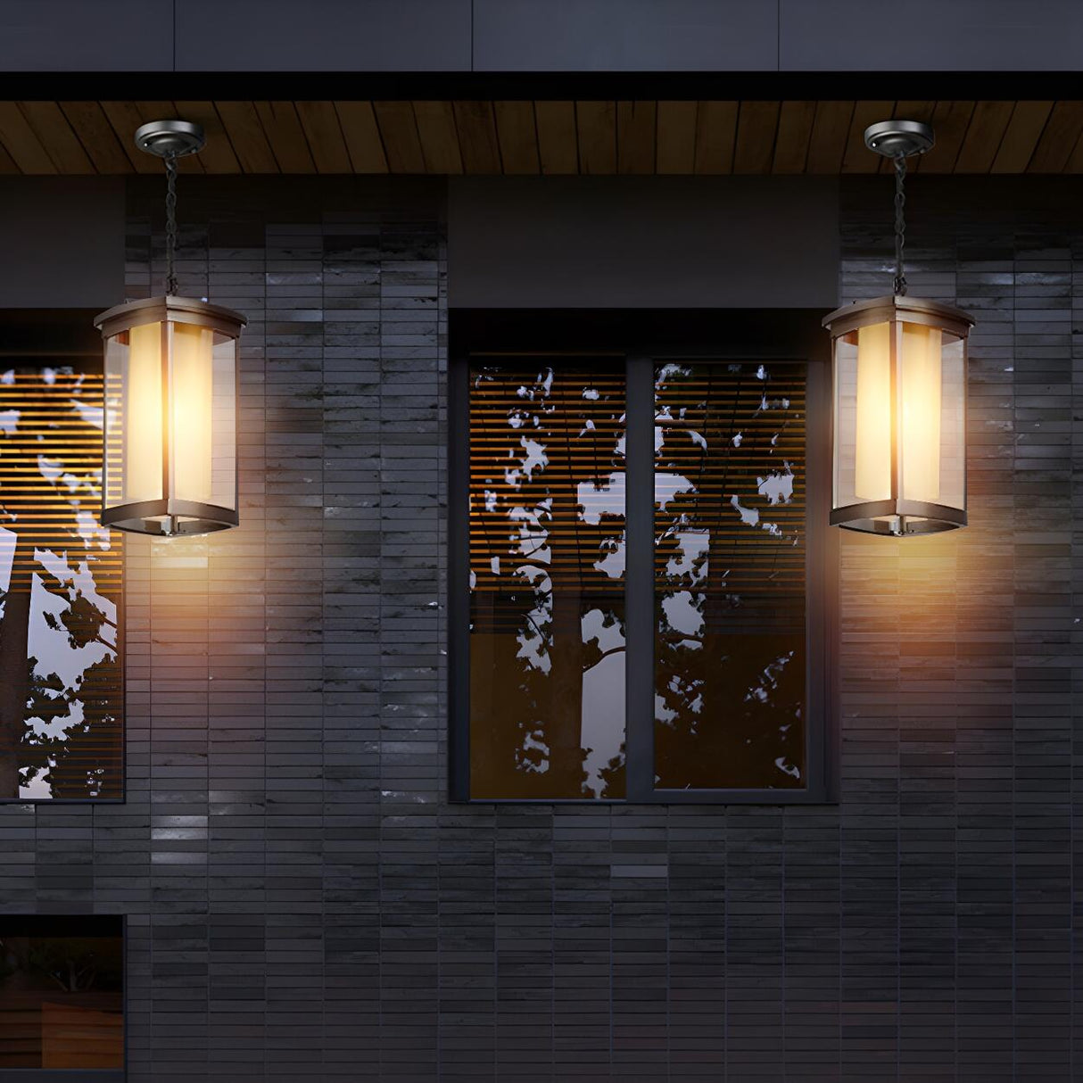 Industrial Outdoor Rectangle Lantern Pendant Light Image - 4