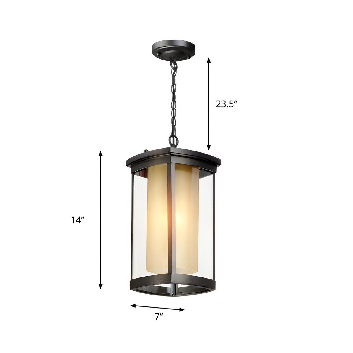 Industrial Outdoor Rectangle Lantern Pendant Light Image - 7