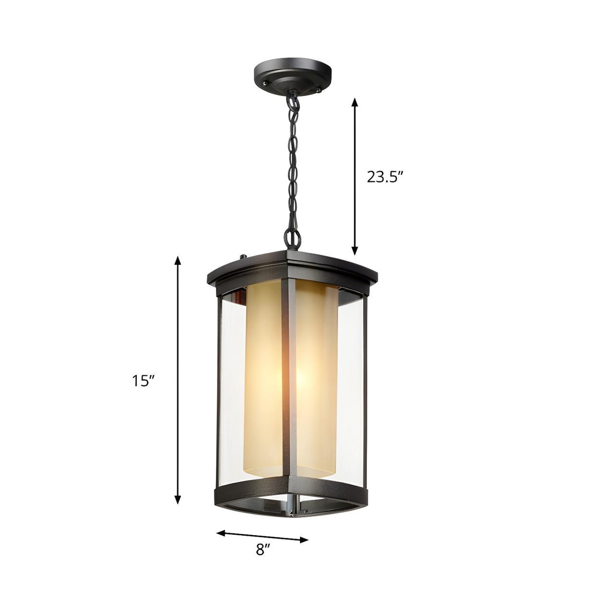 Industrial Outdoor Rectangle Lantern Pendant Light Image - 8