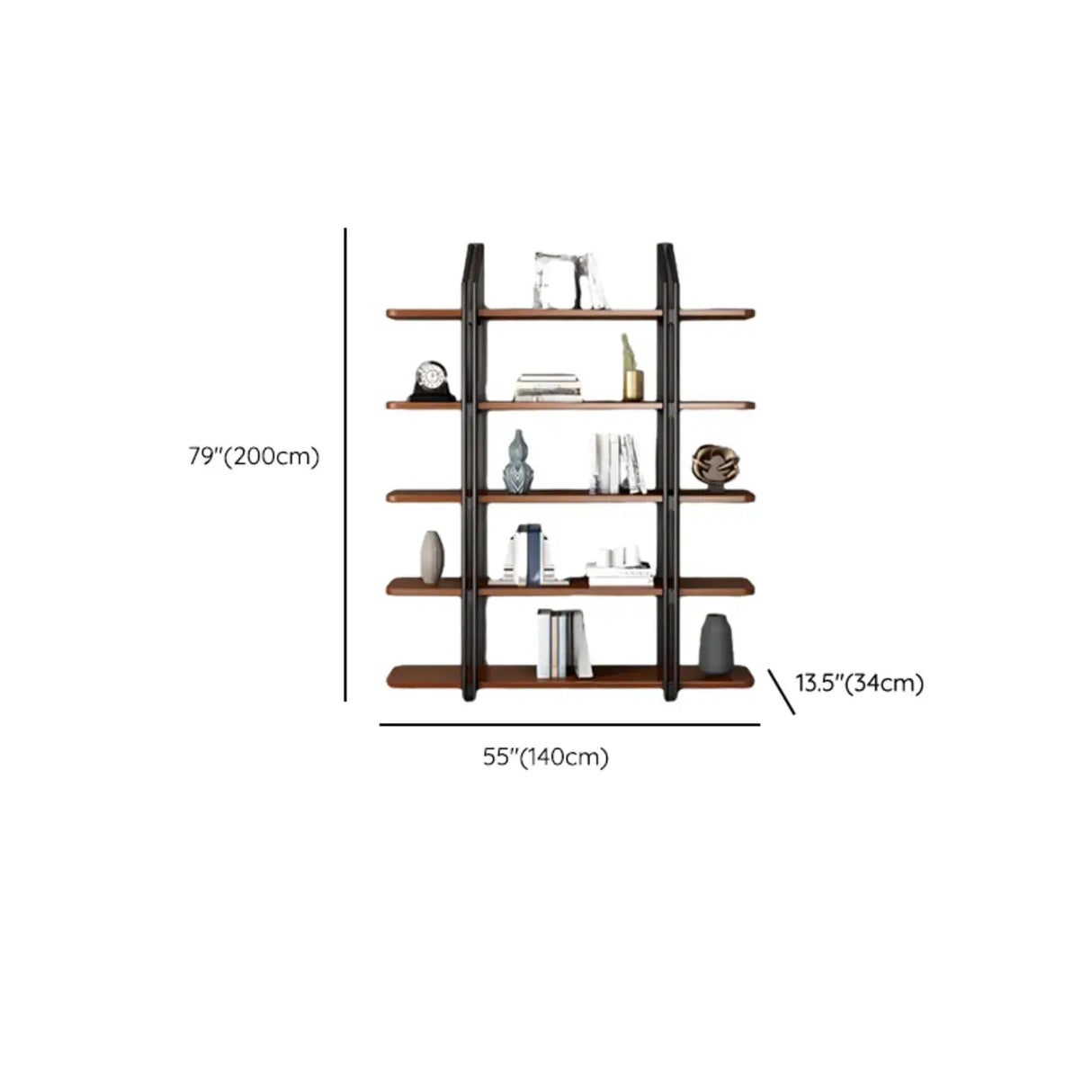 Industrial Pine Black Frame Etagere Large Bookshelf Image - 11