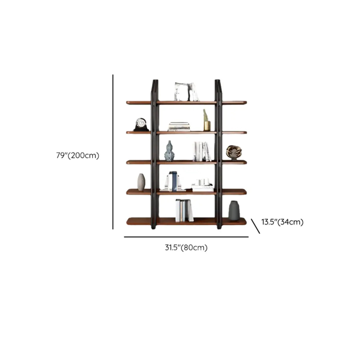 Industrial Pine Black Frame Etagere Large Bookshelf Image - 16