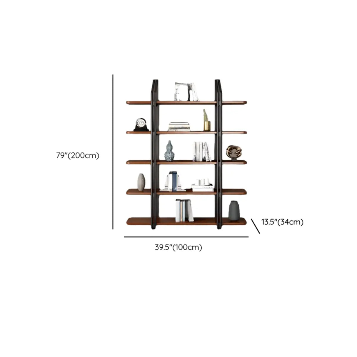 Industrial Pine Black Frame Etagere Large Bookshelf Image - 17