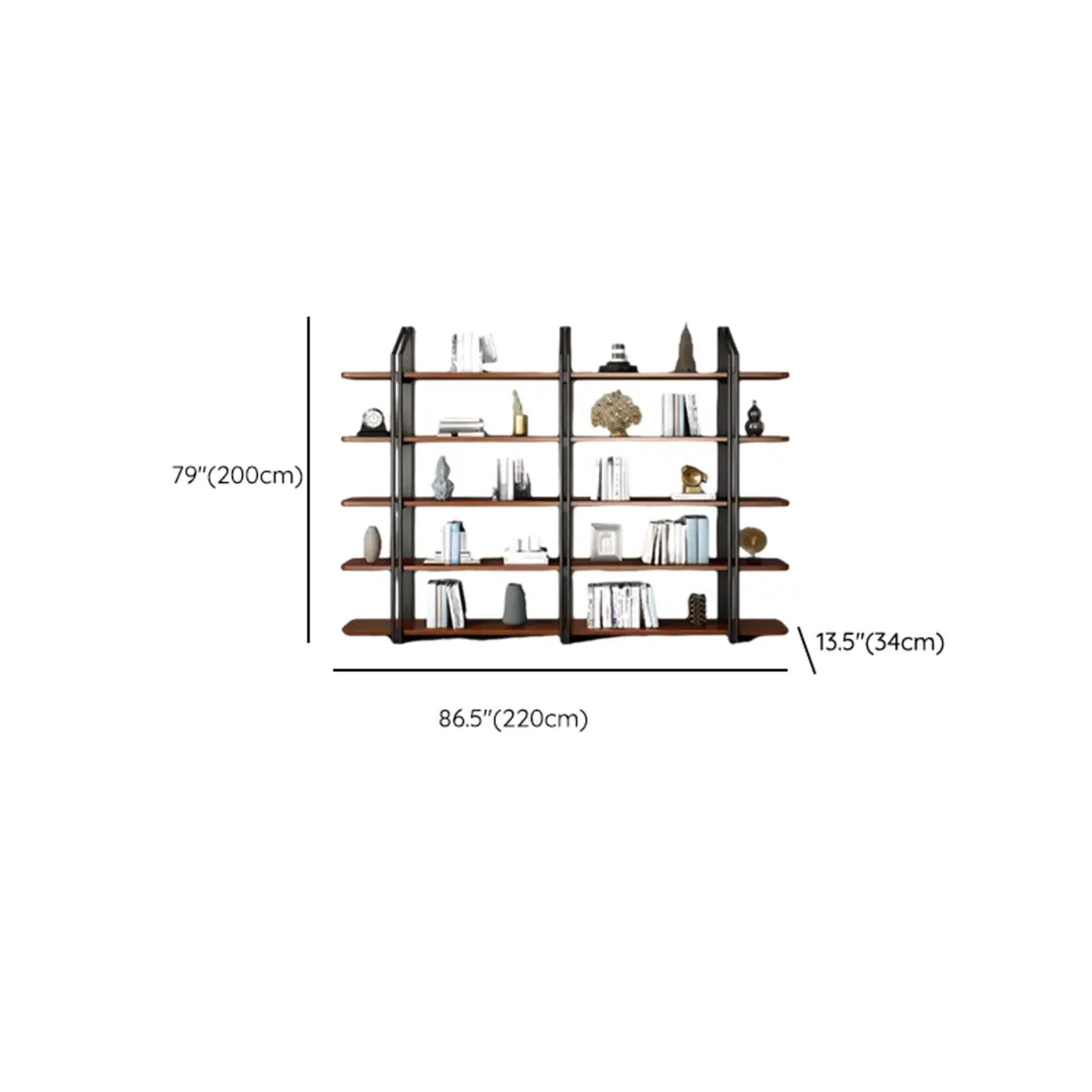 Industrial Pine Black Frame Etagere Large Bookshelf Image - 23