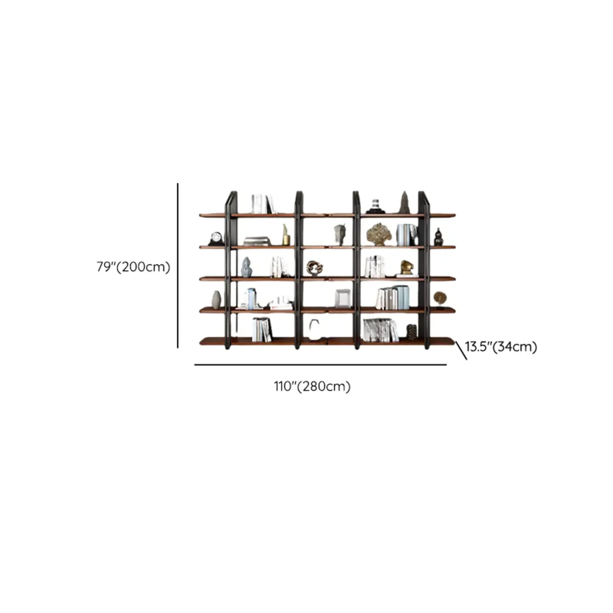 Industrial Pine Black Frame Etagere Large Bookshelf Image - 25