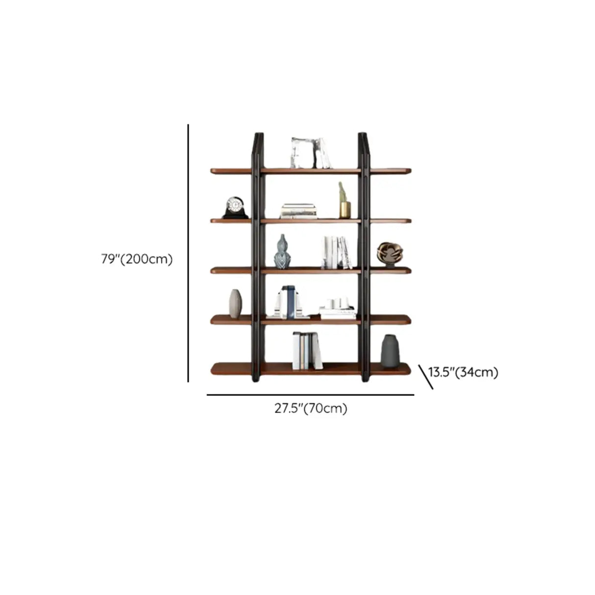 Industrial Pine Black Frame Etagere Large Bookshelf Image - 26