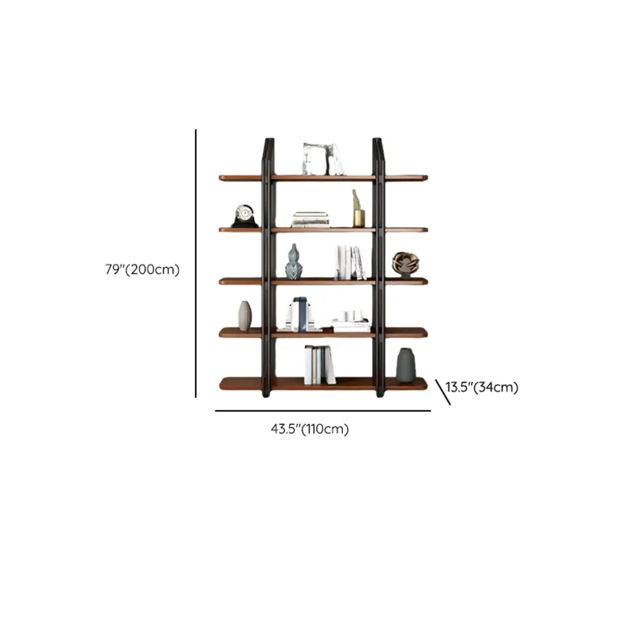 Industrial Pine Black Frame Etagere Large Bookshelf Image - 27