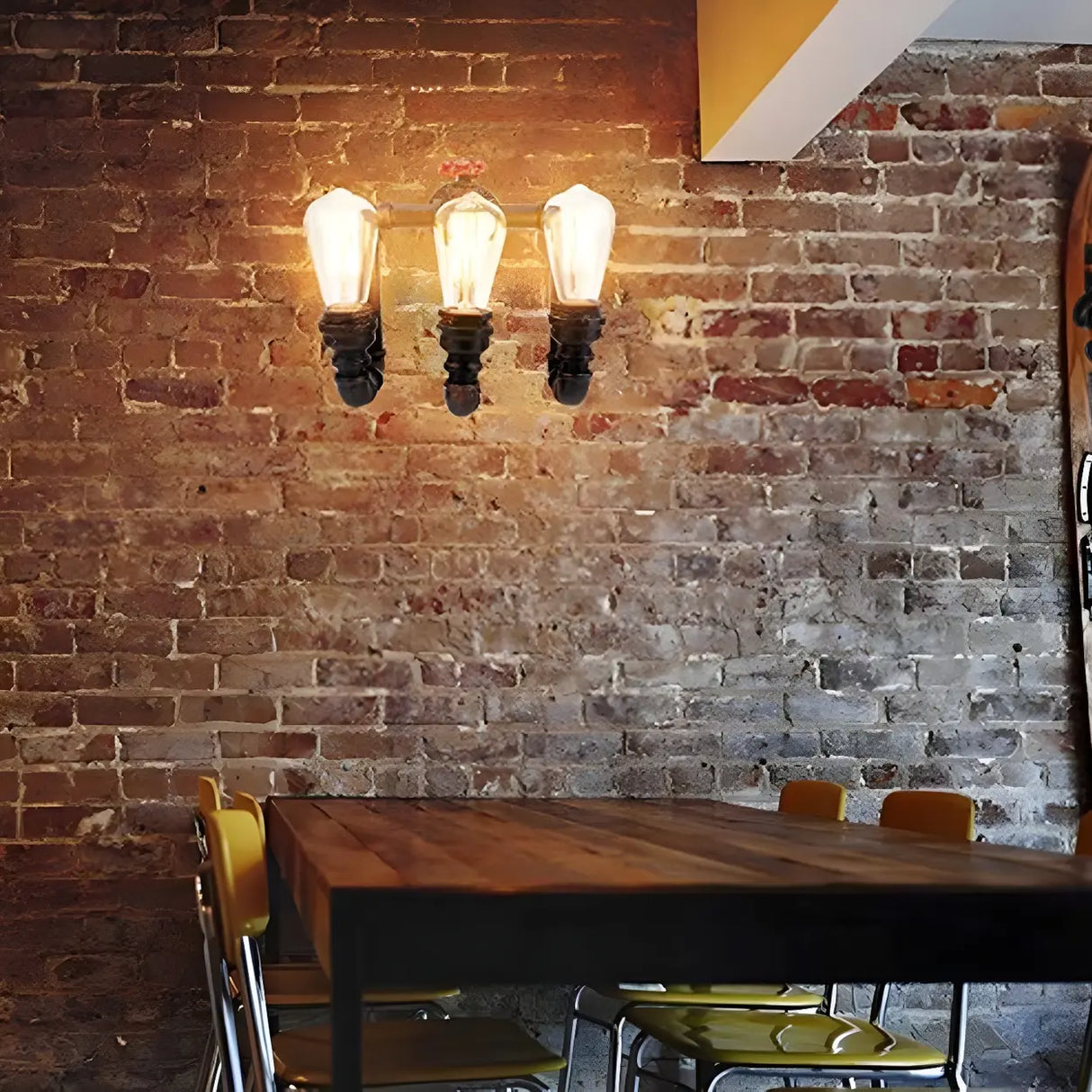 Industrial Pipe 3-light Black Wall Sconce Image - 3