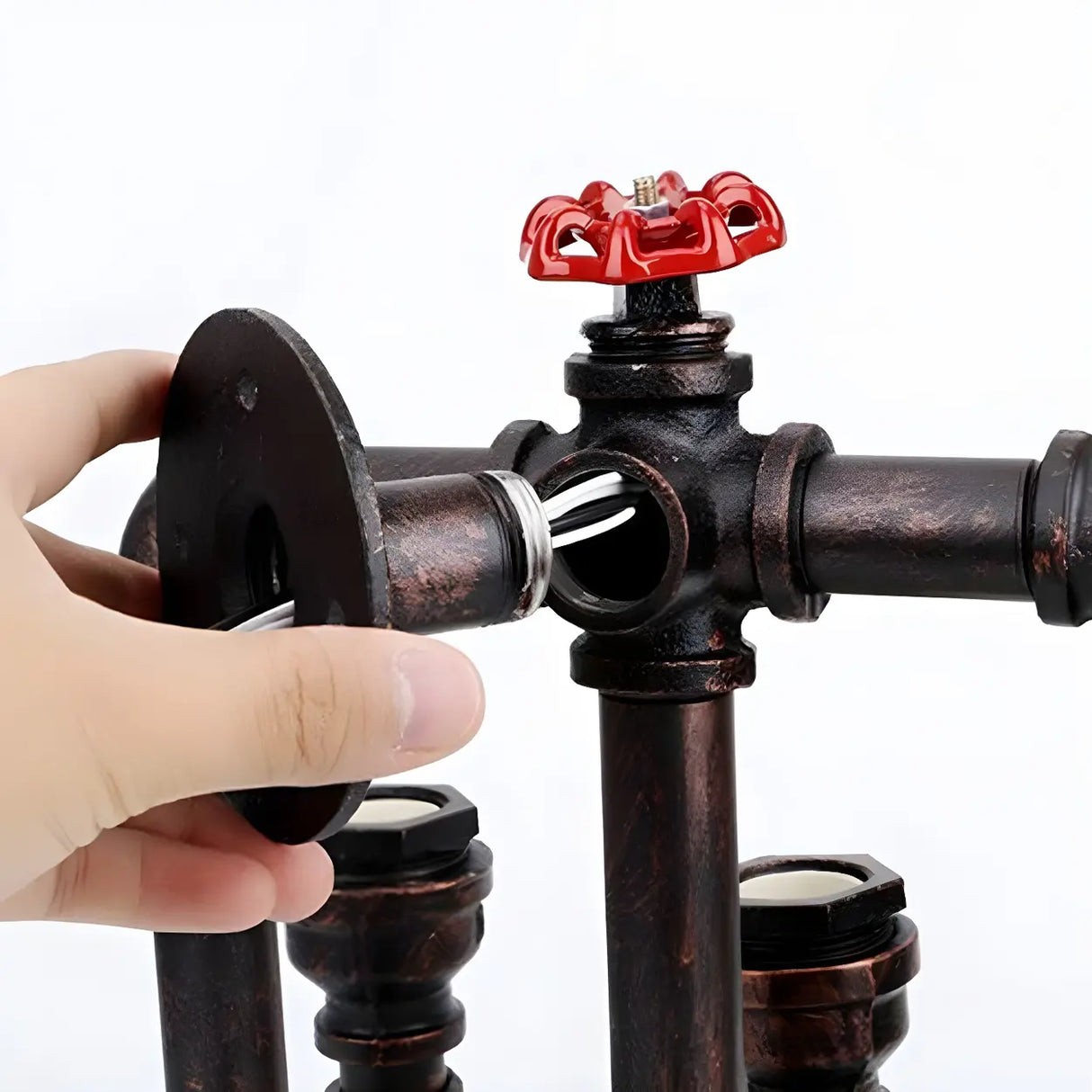 Industrial Pipe 3-light Black Wall Sconce Image - 4