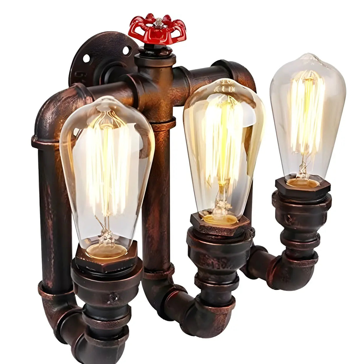 Industrial Pipe 3-light Black Wall Sconce Image - 5