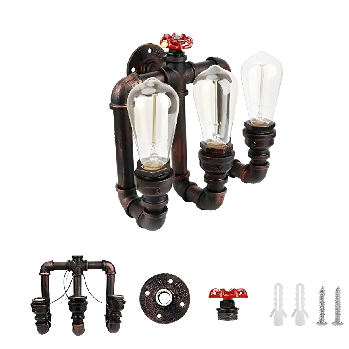 Industrial Pipe 3-light Black Wall Sconce Image - 6