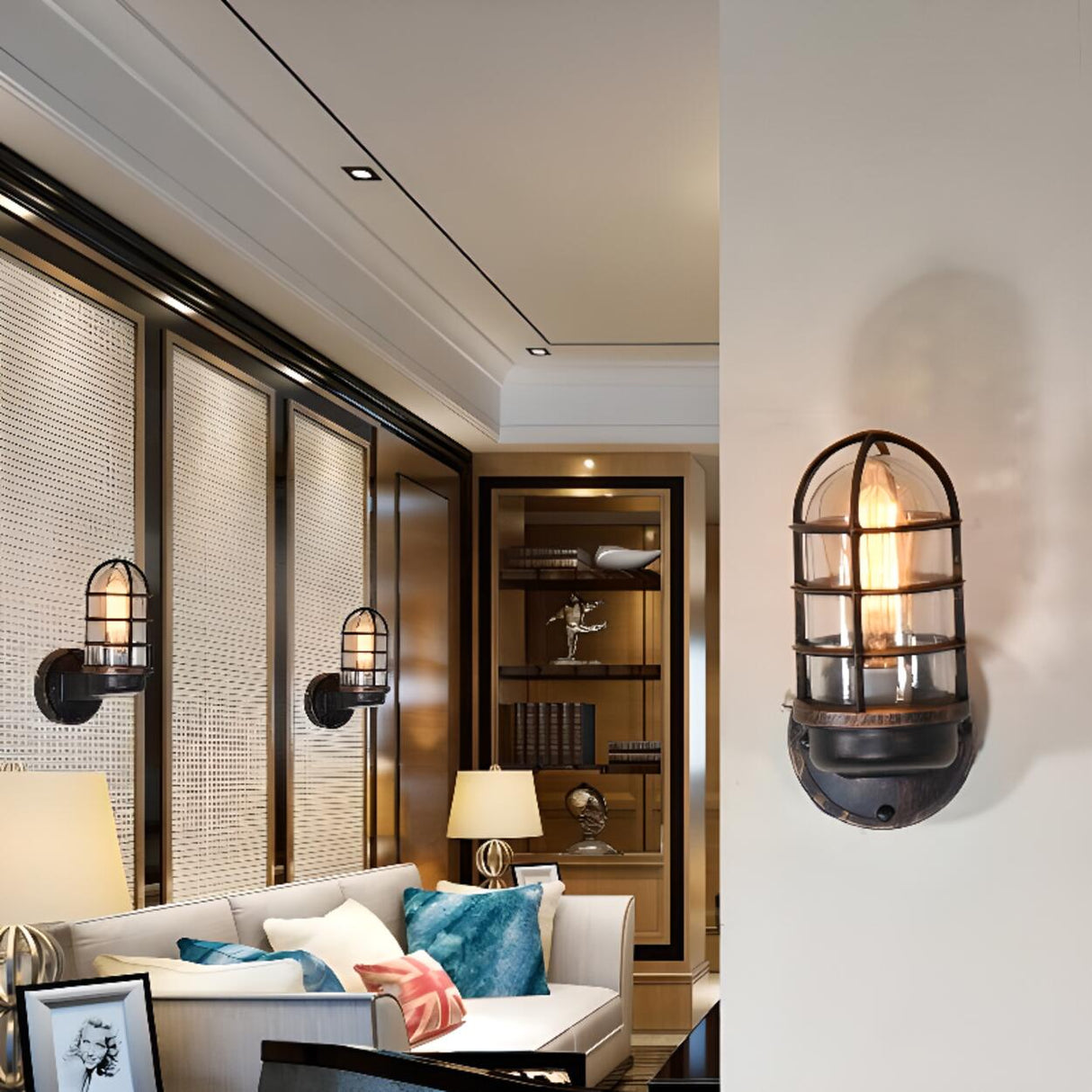 Industrial Protective Cage Cylinder Wall Sconce Image - 3