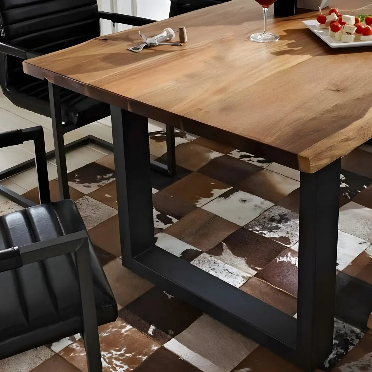 Industrial Rectangle Wood Brown Dining Table Image - 3