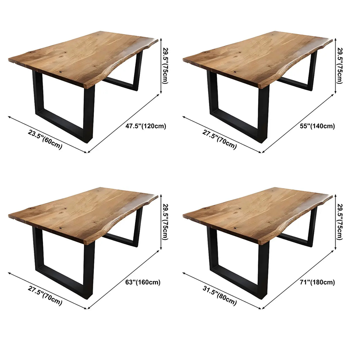 Industrial Rectangle Wood Brown Dining Table Image - 6