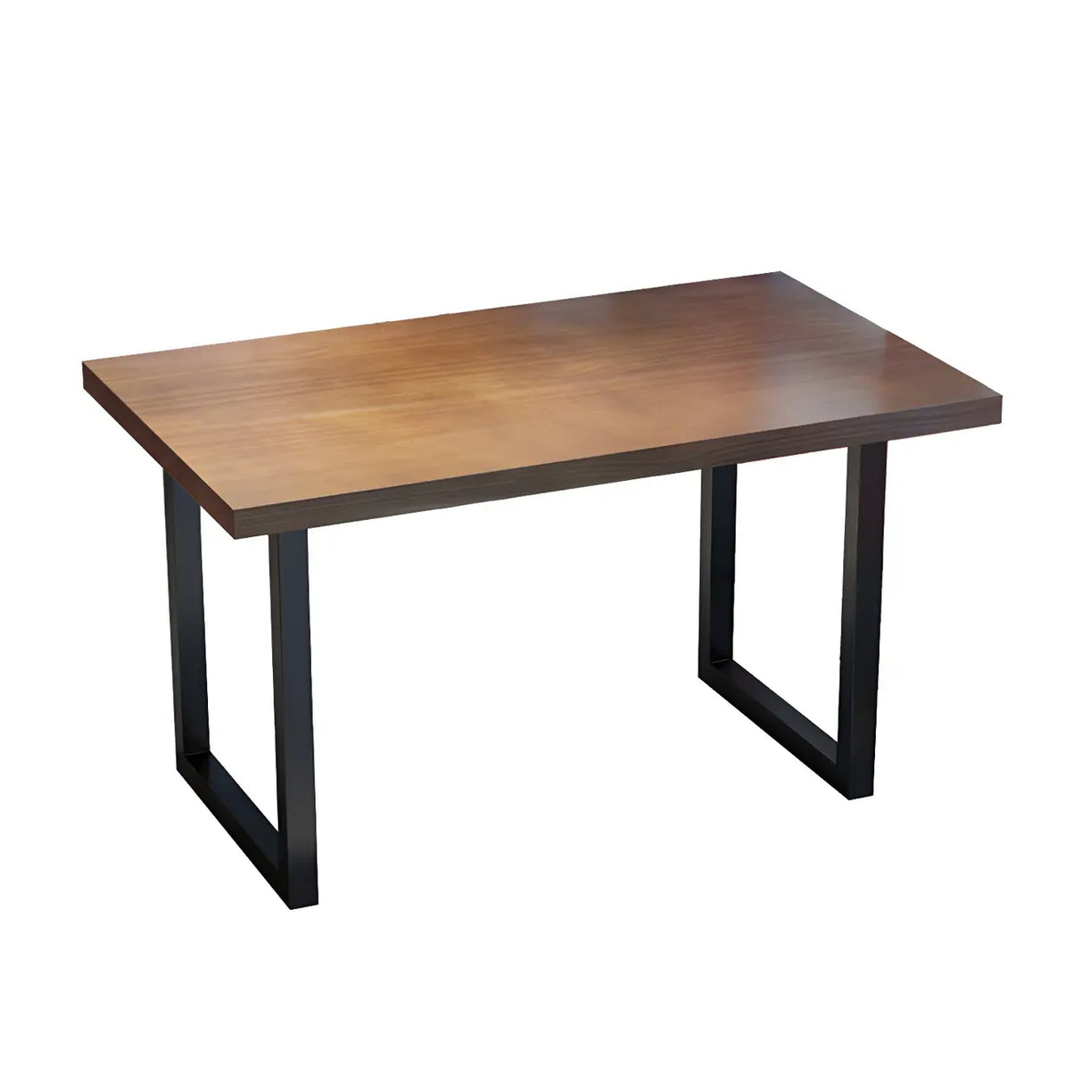 Industrial Rectangle Wood Brown Sled Base Dining Table Image - 5